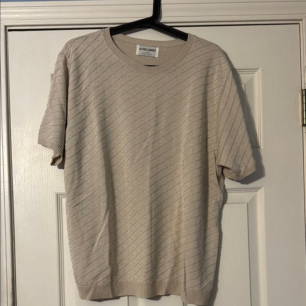 Alfred Dunner Beige Short Sleeve Sweater